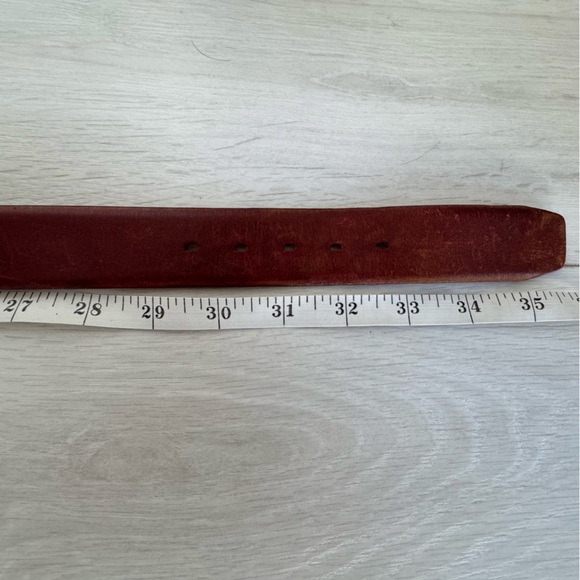 Vintage Distressed Brown Brass Gold Tone Buckle Belt - Picture 5 of 5